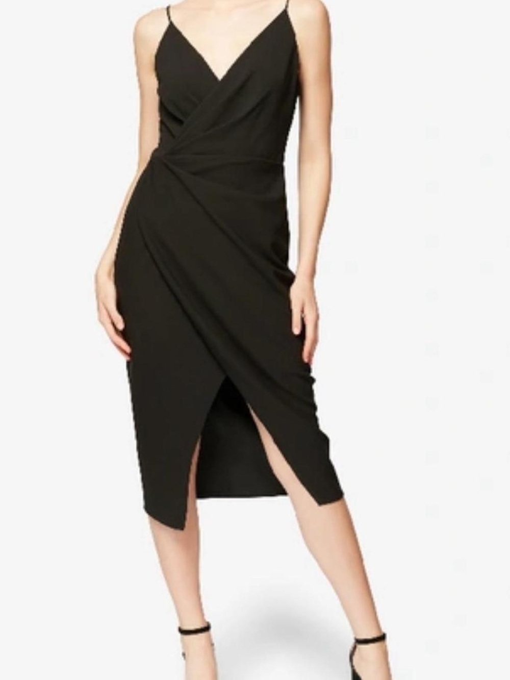 Betsy Johnson classic Black Midi Dress - Women's Elegant V-Neck